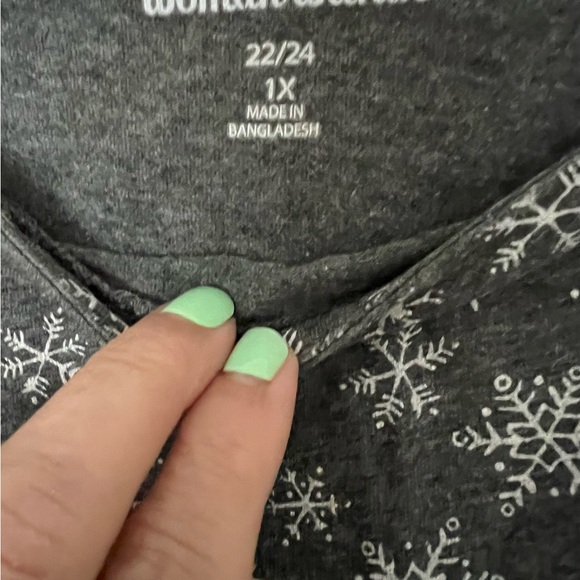 WOMAN WITHIN SNOWFLAKE 3/4 SLEEVE TOP GRAY 22/24 1X - Picture 4 of 8